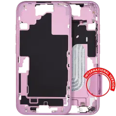 Mid-Frame Housing With Power And Volume Button Compatible For iPhone 16 (International Version) (Used OEM Pull: Grade A) (Pink)