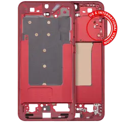 Mid-Frame Housing Compatible For Samsung Galaxy S25 Plus 5G (US & International Version) (Coral Red)