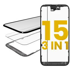 3 in 1 (Glass With OCA Pre-Installed + Frame) Compatible For iPhone 15 (OCA Master)