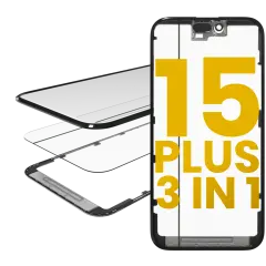 3 in 1 (Glass With OCA Pre-Installed + Frame) Compatible For iPhone 15 Plus (OCA Master)
