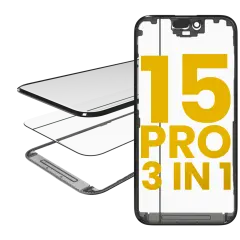 3 in 1 (Glass With OCA Pre-Installed + Frame) Compatible For iPhone 15 Pro (OCA Master)