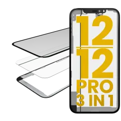3 in 1 (Glass With OCA Pre-Installed + Frame) Compatible For iPhone 12 / 12 Pro (OCA Master)