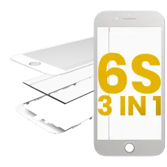 3 in 1 (Front Glass + Frame + OCA Pre-Installed) Compatible For iPhone 6S (2 Pack) (White)