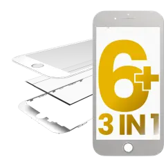 3 in 1 (Front Glass + Frame + OCA Pre-Installed) Compatible For iPhone 6 Plus (2 Pack) (White)