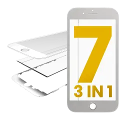 3 in 1 (Glass With OCA Pre-Installed + Frame) Compatible For iPhone 7 (OCA Master) (2 Pack) (White)