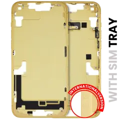 Mid-Frame Housing With Power And Volume Button Compatible For iPhone 14 Plus (International Version) (Used OEM Pull: Grade A) (Yellow)
