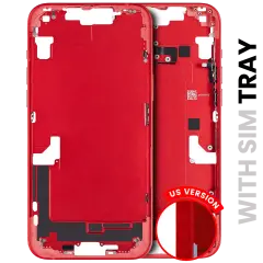 Mid-Frame Housing With Power And Volume Button Compatible For iPhone 14 Plus (International Version) (Used OEM Pull: Grade A) (Red)