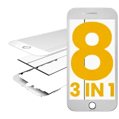 3 in 1 (Glass With OCA Pre-Installed + Frame) Compatible For iPhone 8 (OCA Master) (2 Pack)(White)