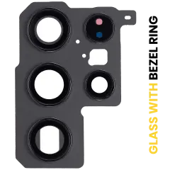 Back Camera Lens With Bezel Ring Compatible For Samsung Galaxy S22 Ultra (Phantom Black)