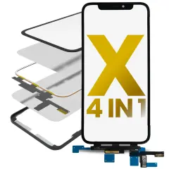 4 in 1 Short Flex (Digitizer Touch With Glass + OCA + Frame Pre-installed) Compatible For iPhone X (OCA Master)