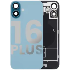 Back Glass With Steel Plate With Wireless NFC Charging MagSafe Magnet & Flashlight Flex Compatible For iPhone 16 Plus (Used OEM Pull: Grade A) (Teal)