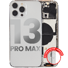 Back Housing W/ Small Components Pre-Installed Compatible For iPhone 13 Pro Max (International Version) (Used OEM Pull: Grade B) (Silver)