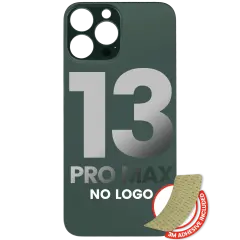 Back Glass With 3M Adhesive Compatible For iPhone 13 Pro Max (No Logo / Large Camera Hole) (Alpine Green)
